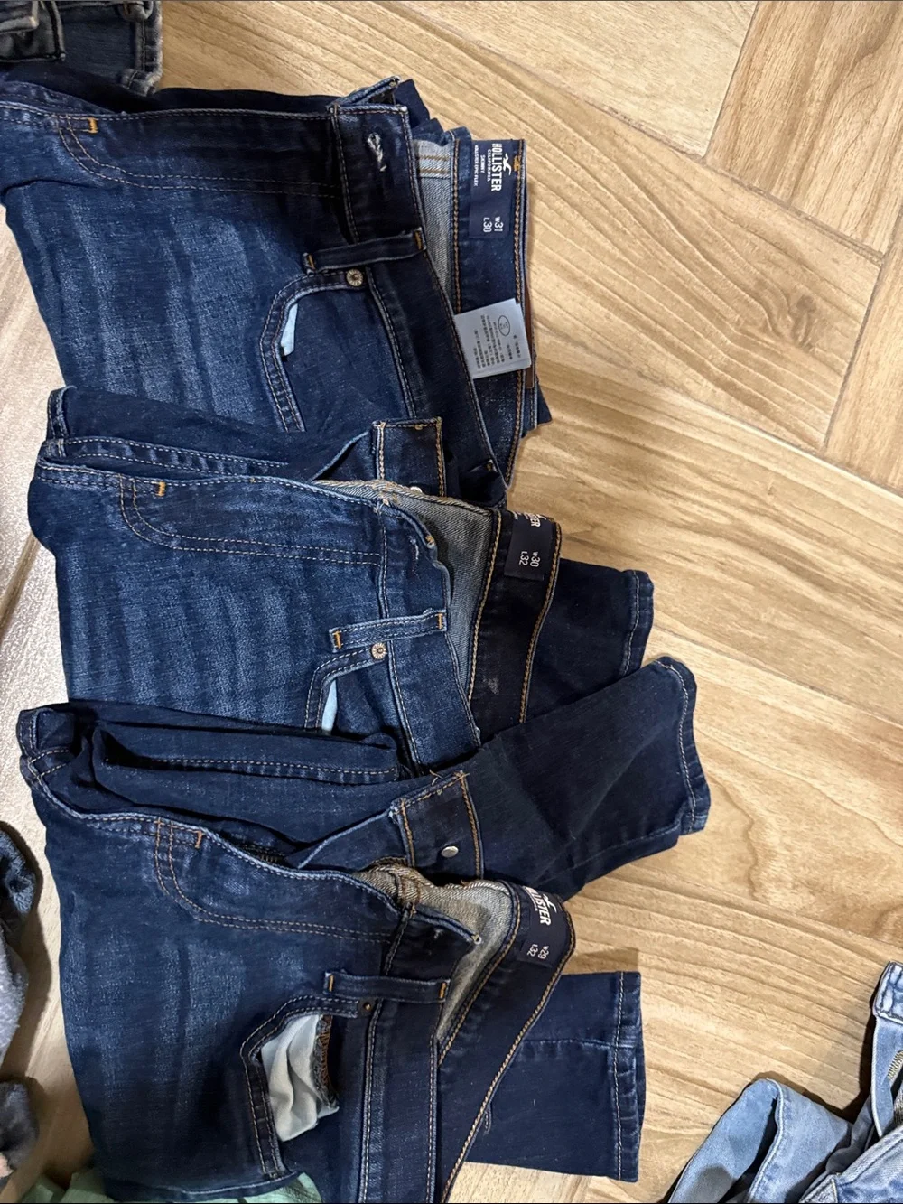 Hollister Dark Blue Men's Jeans - Pack of 3